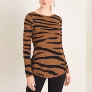 Chico’s Textured Tiger Stripe Sweater – Size 1 (US 8/M)